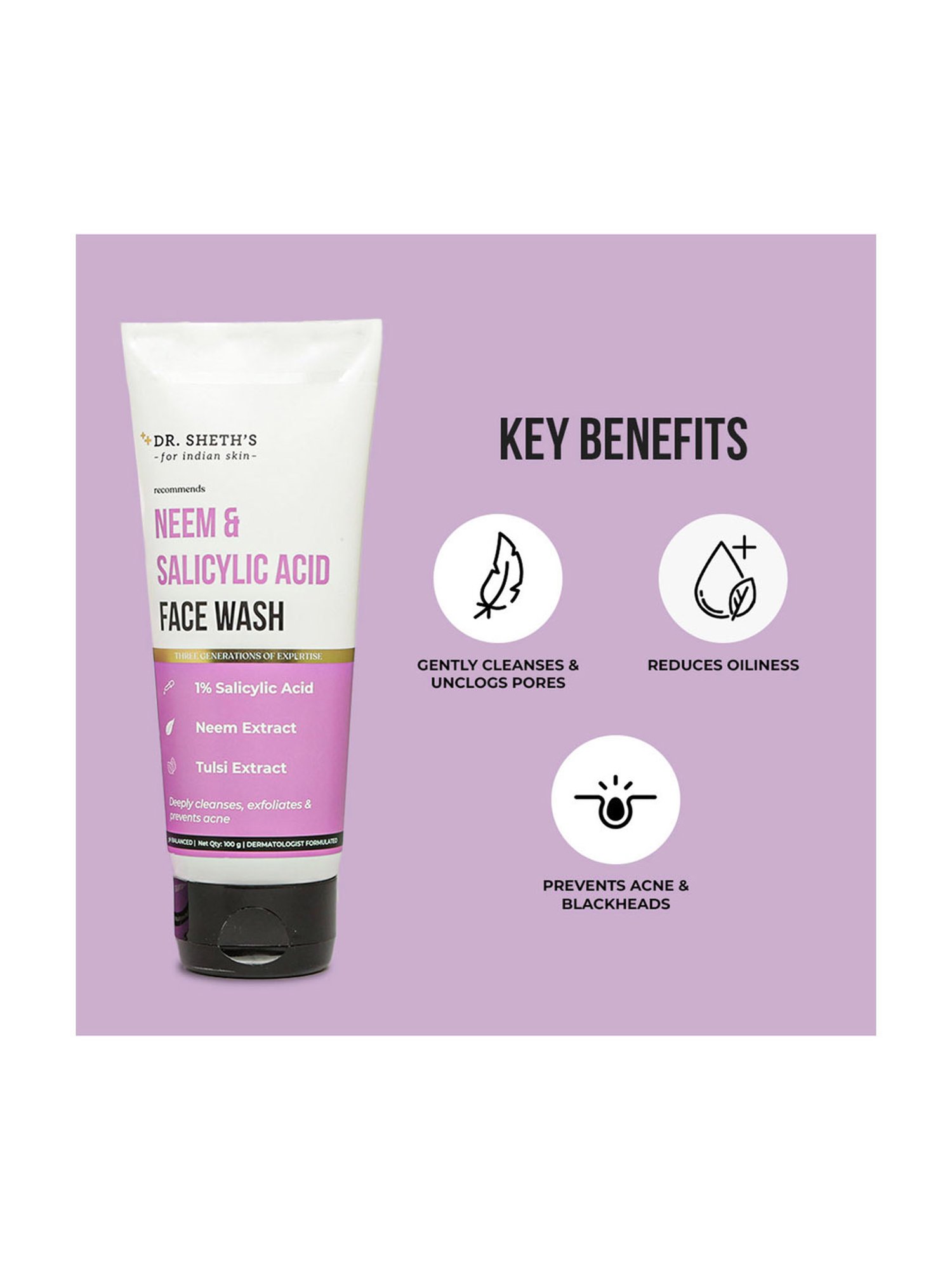 Dr. Sheth's Neem & Salicylic Acid Face Wash - 100 gm