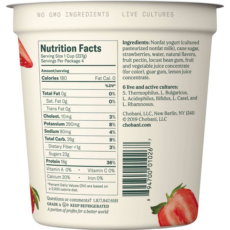 Chobani Strawberry Blended Nonfat Greek Yogurt - 32oz