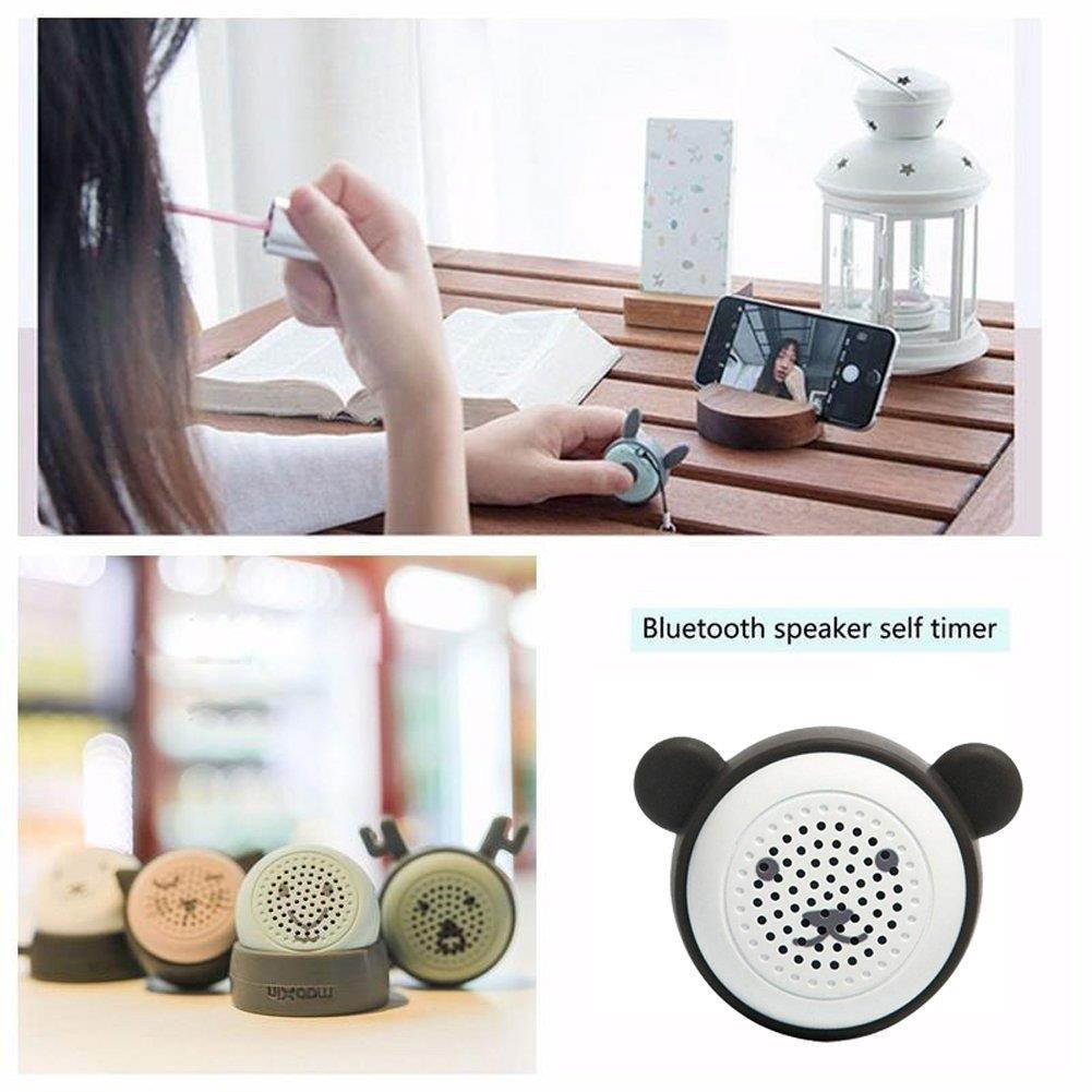 EIGIIS Mini Bluetooth Speaker Wireless Stereo Animal Modeling With Self-Timer Function Christmas Gift (Bear)