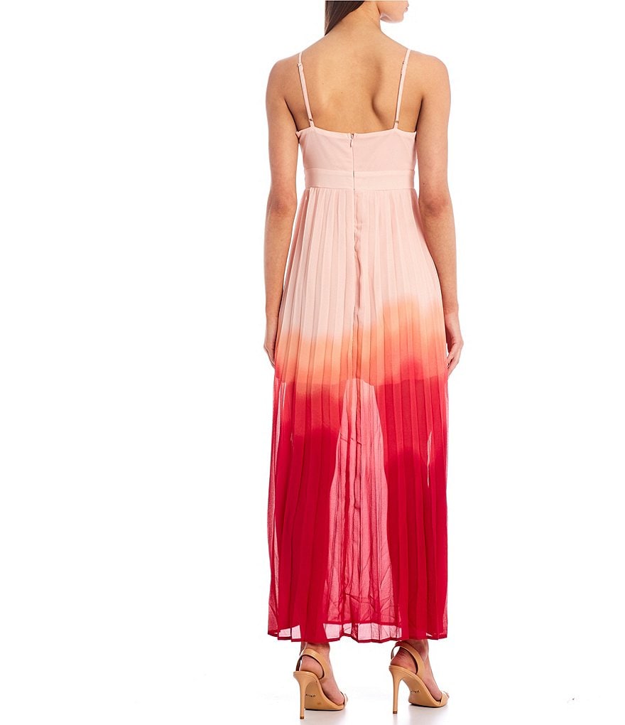 Allison & Kelly Spaghetti Strap Ombre Pleated Maxi Dress