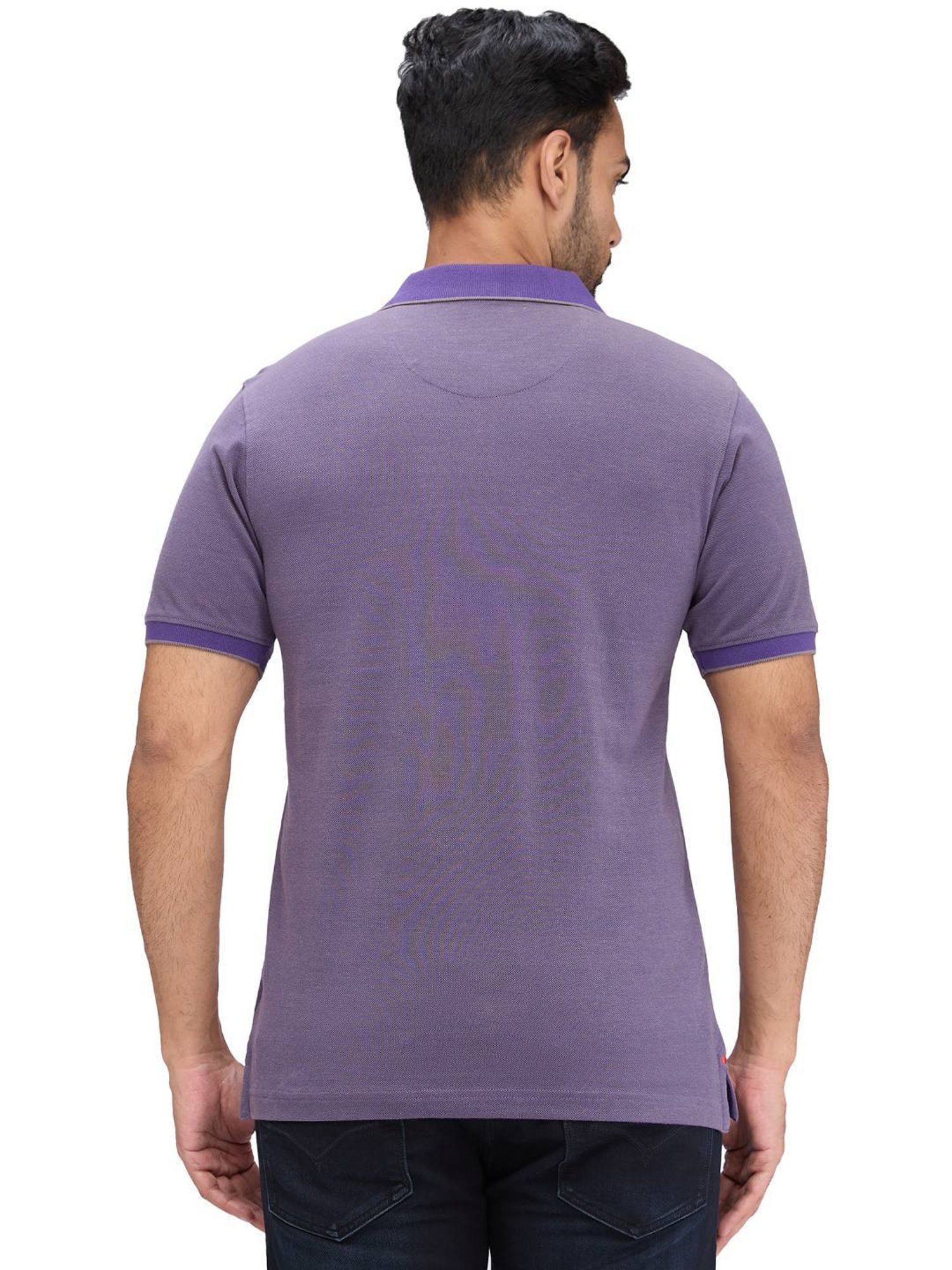 Raymond Violet Slim Fit Self Pattern Polo T-Shirt