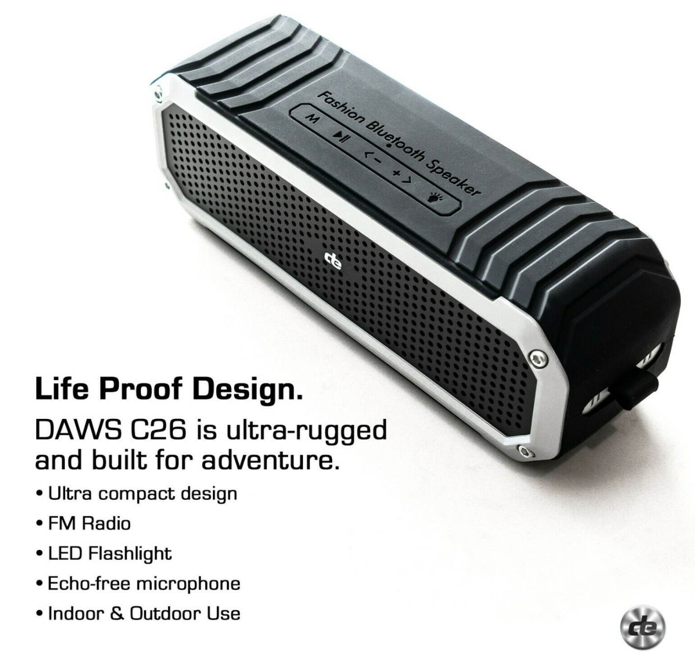 Decibel DAWS C26 Rugged Waterproof Water, Shock, FM Radio & Bluetooth Speaker