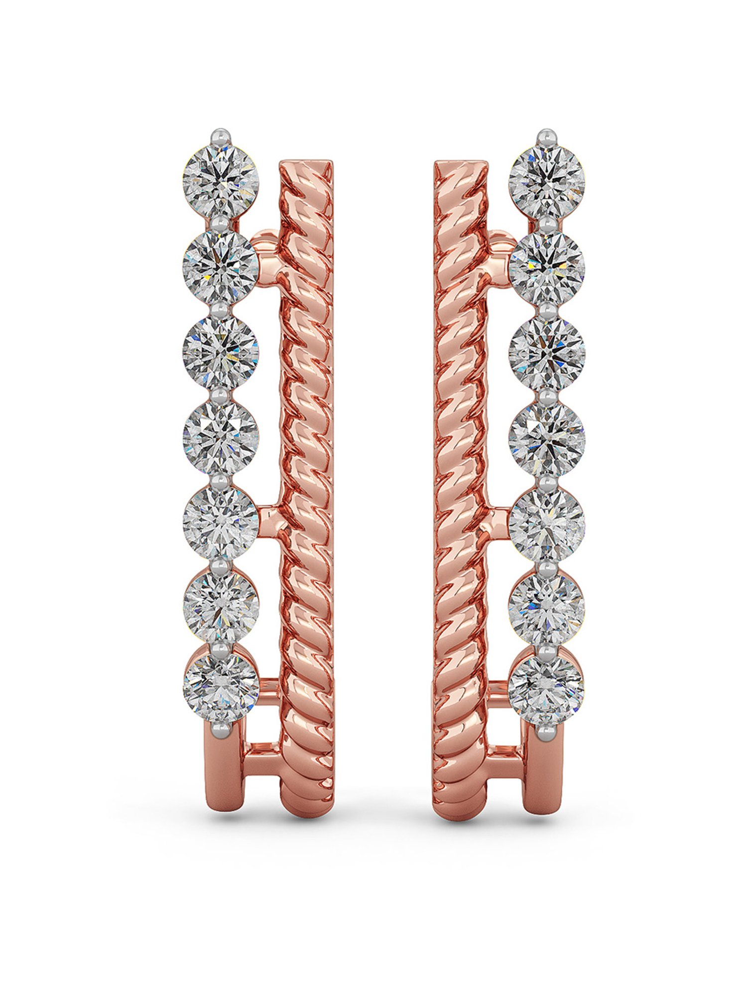 Joyalukkas 18k Rose Gold & Diamond Hoop Earrings