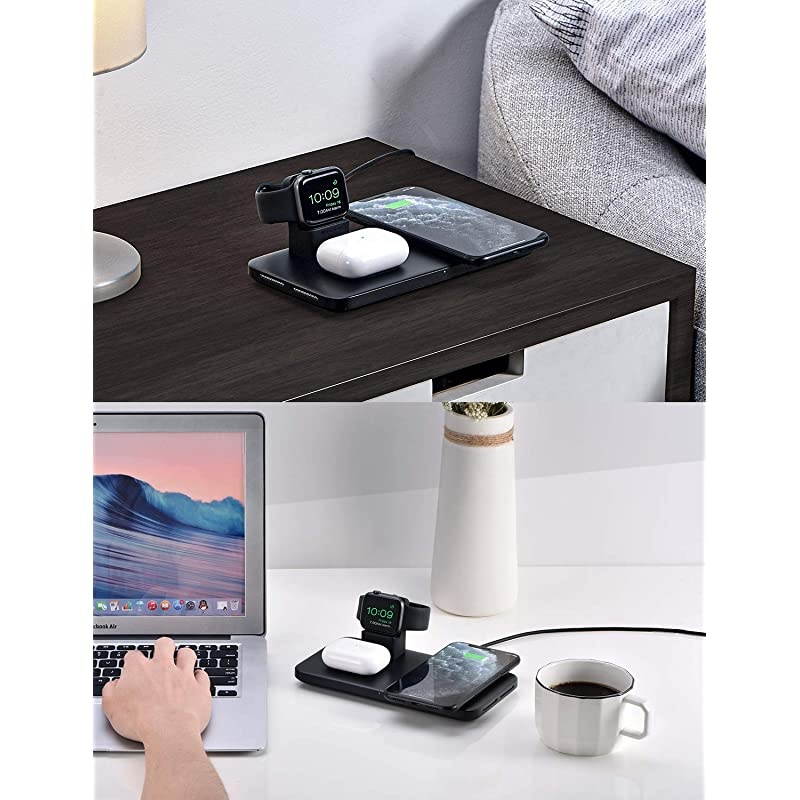 3 in 1 Wireless Charger Wireless Charging Pad for AirPods Pro2 Charging Dock for iWatch 5432 75W Qi Fast Charge for iPhone 1111 Pro MaxSE 2XS MaxXRXSX88PNo AdapteriWatch Cable