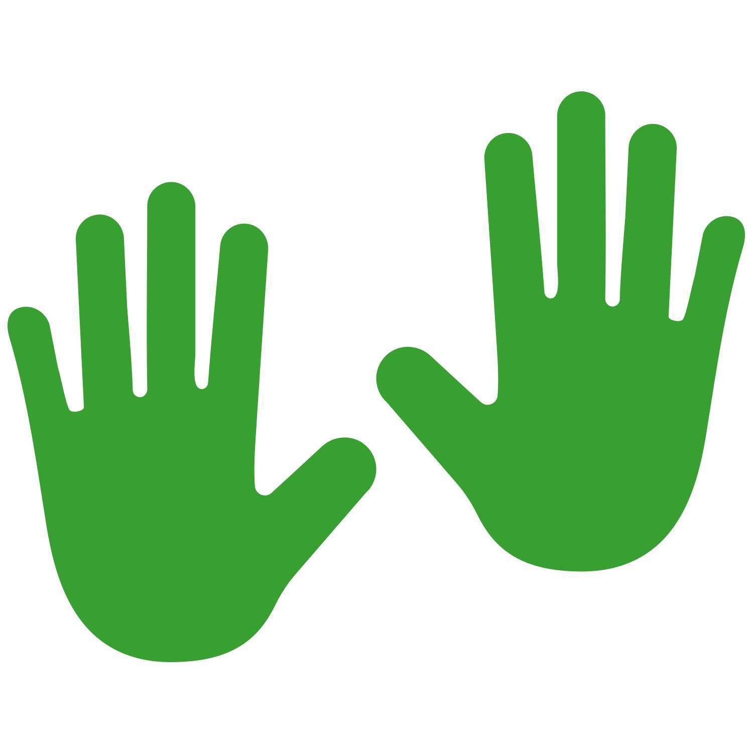 LiteMark 9 Inch Green Hand Shape Decals - Pack of 6 (3 Pairs)
