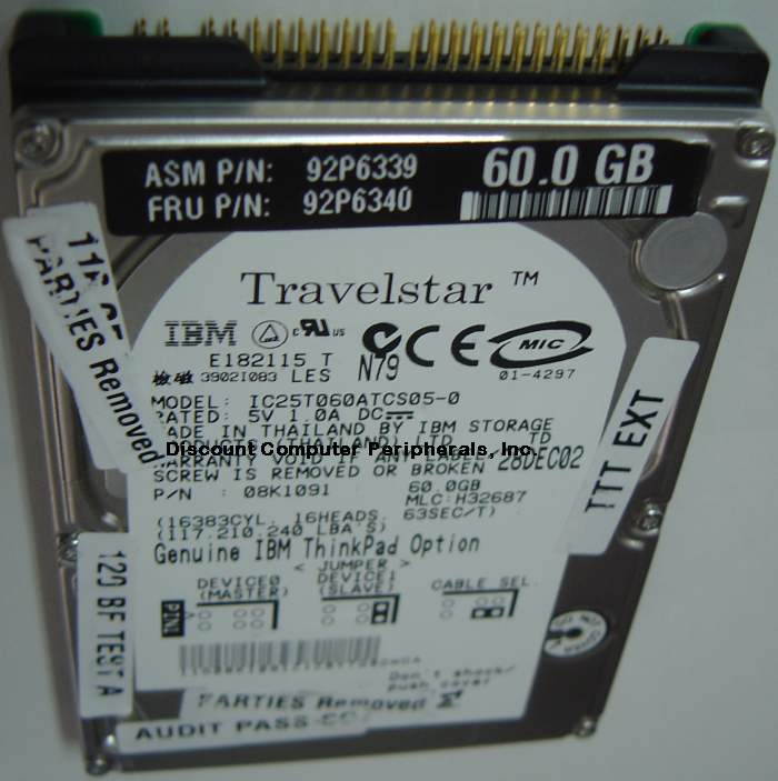 IBM IC25T060ATCS05-0 60GB 2.5in 12MM IDE Drive Free USA Ship Our Drives Work