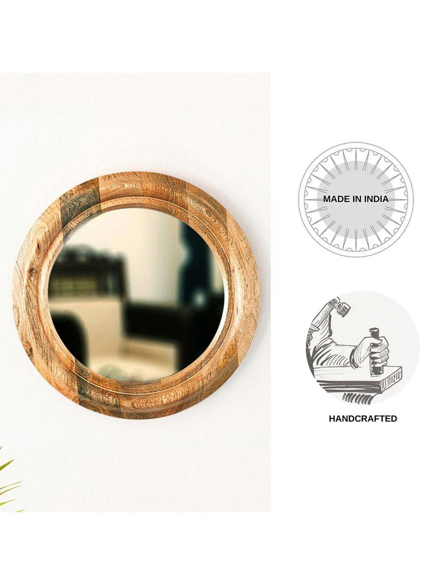 ExclusiveLane Brown Wood Rustic Rise Decorative Wall Mirror