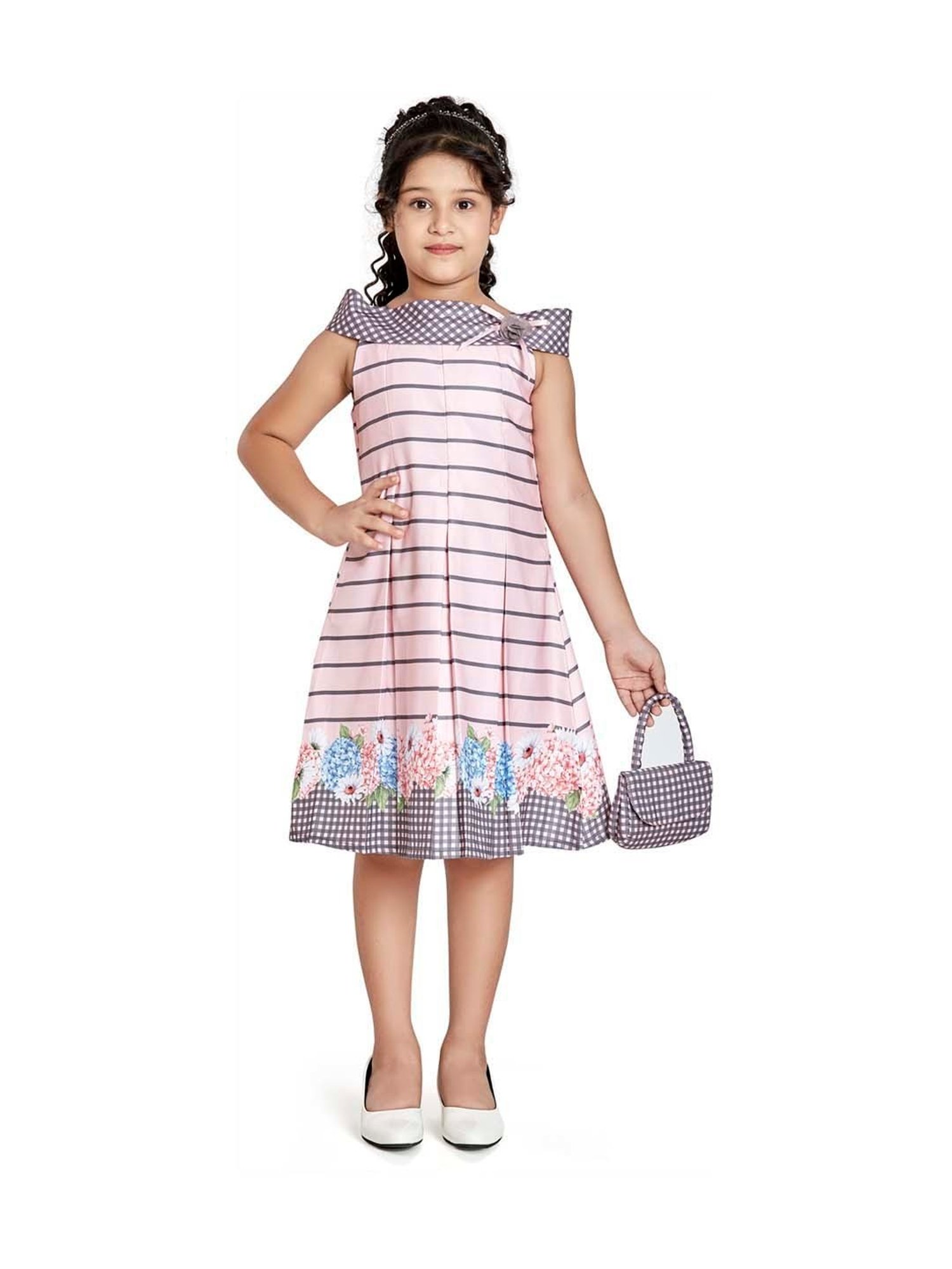 Peppermint Kids Pink Striped Dress