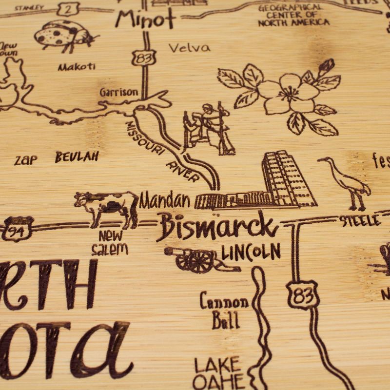 Totally Bamboo Destination North Dakota Serving and Cutting Board