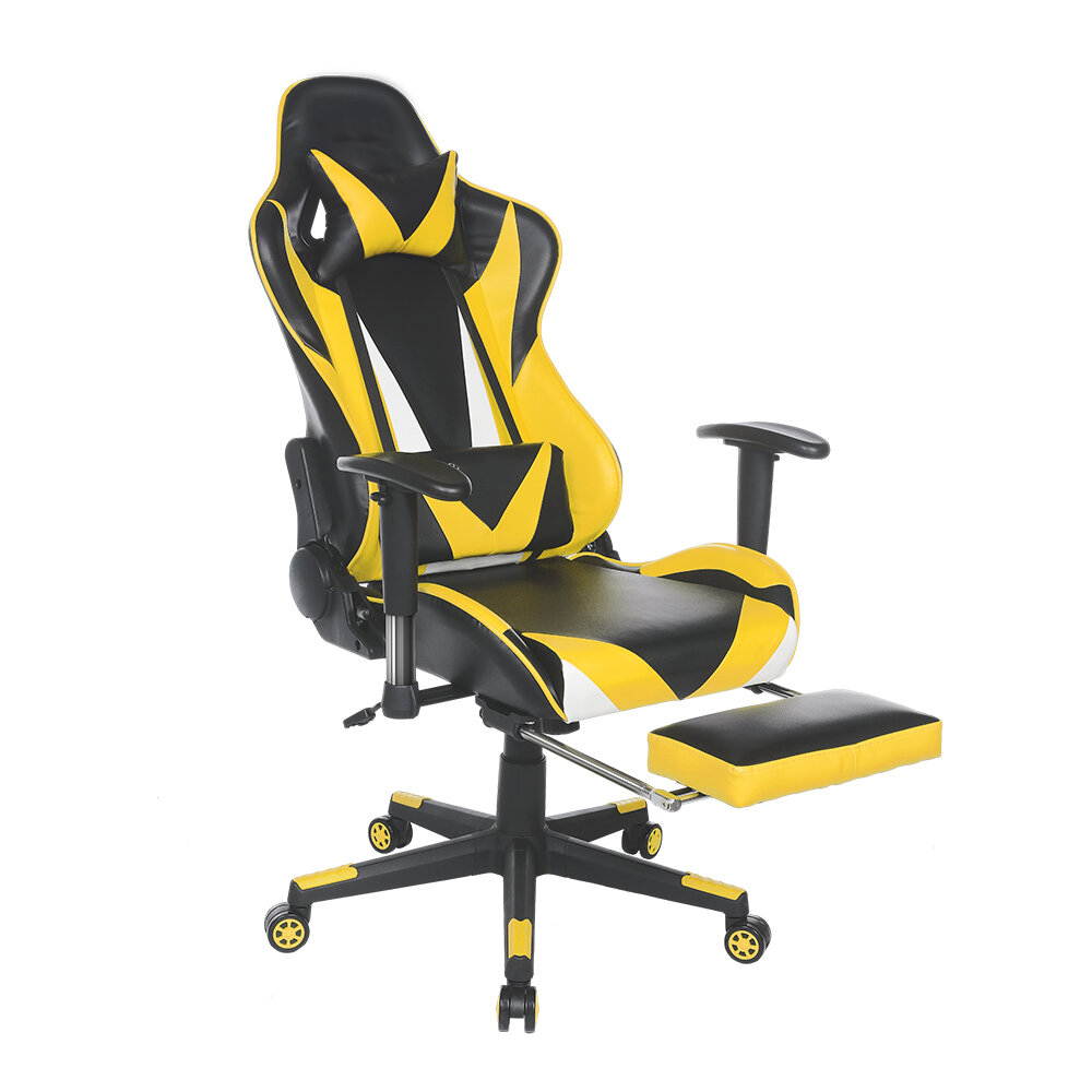 Gaming Chair Office Chair High Back Computer Chair Ergonomic Design 180&deg;Reclining Adjustable Armrest Footrest Widen Backrest Home Office - Yellow