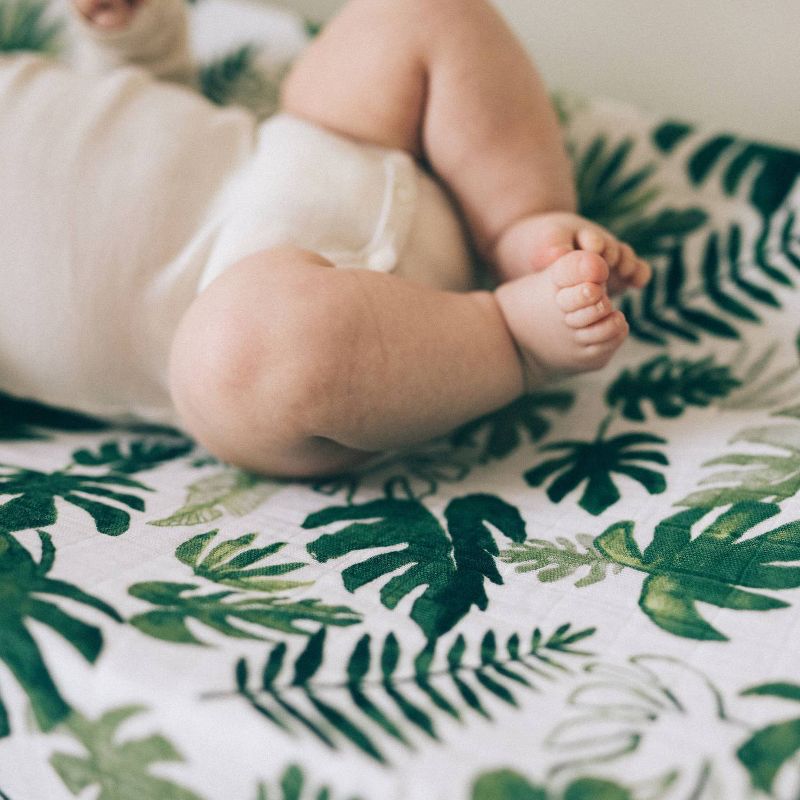 Little Unicorn Cotton Muslin Changing Pad Cover - Tropical Leaf