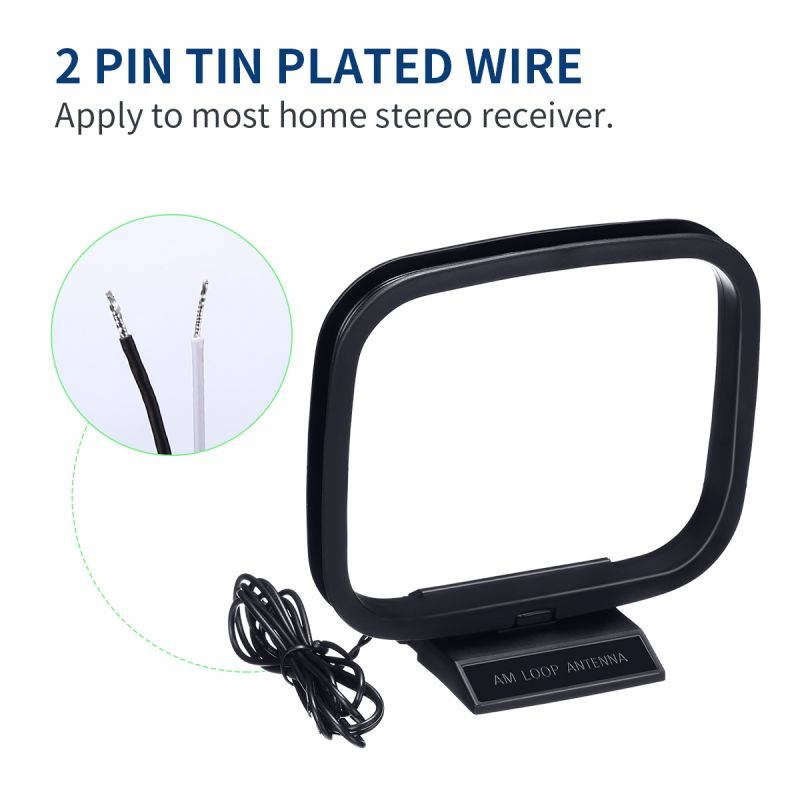AM FM Loop Antenna 2 Pin Bare Wire Connector AM Antenna Cable Wire for Home Stereo Audio Receiver System Indoor