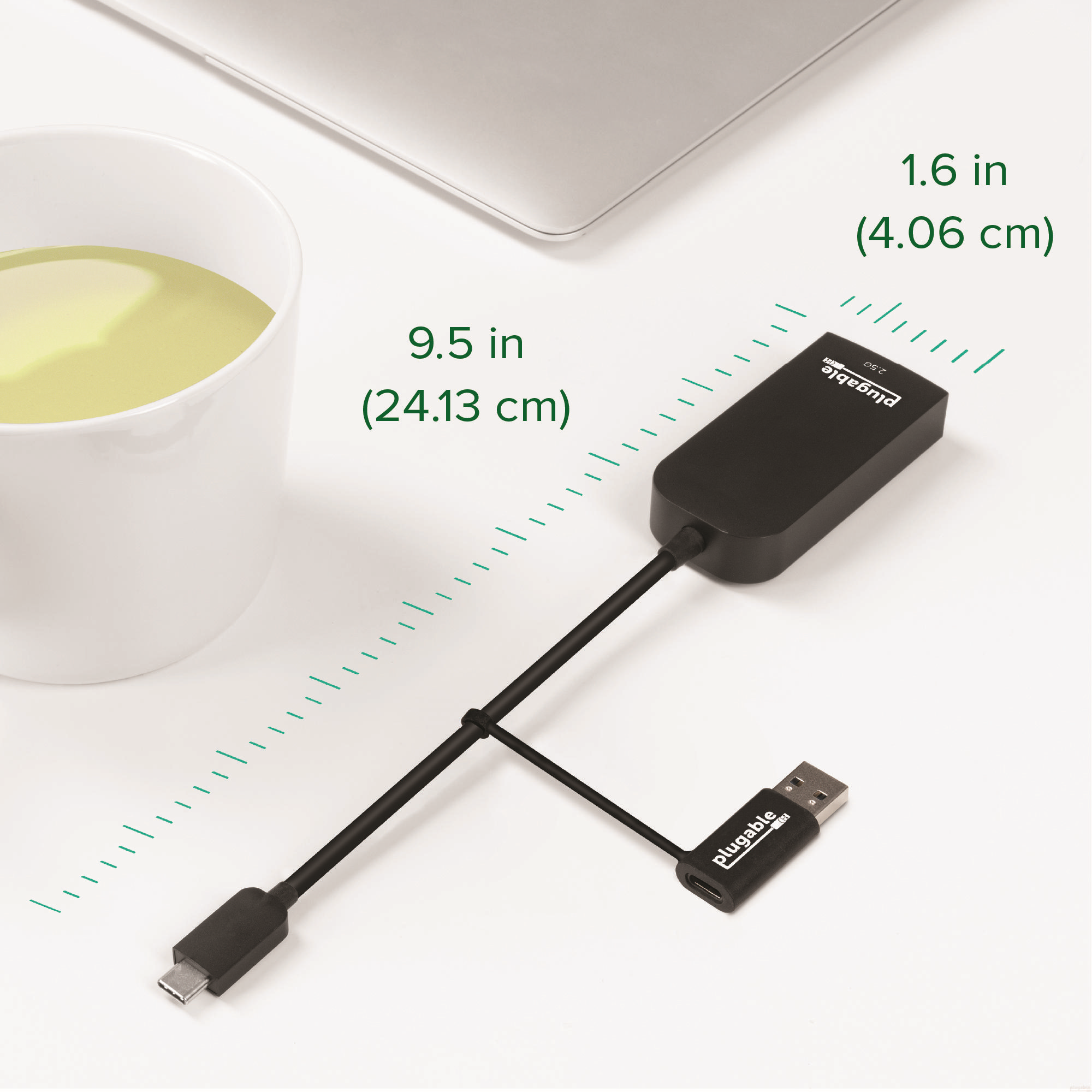 Plugable 2.5G USB C and USB to Ethernet Adapter, 2-in-1 Adapter Compatible with USB C/Thunderbolt 3 or USB 3.0, USB-C to RJ45 2.5 Gigabit LAN Compatible with Mac, Windows, and Linux