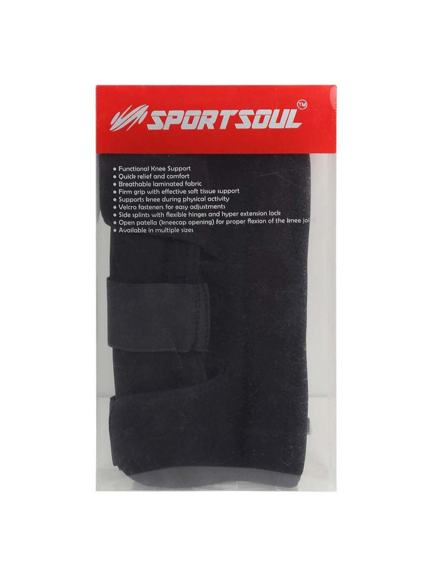 SportSoul Black Hinged Knee Support with Open Patella (XL)