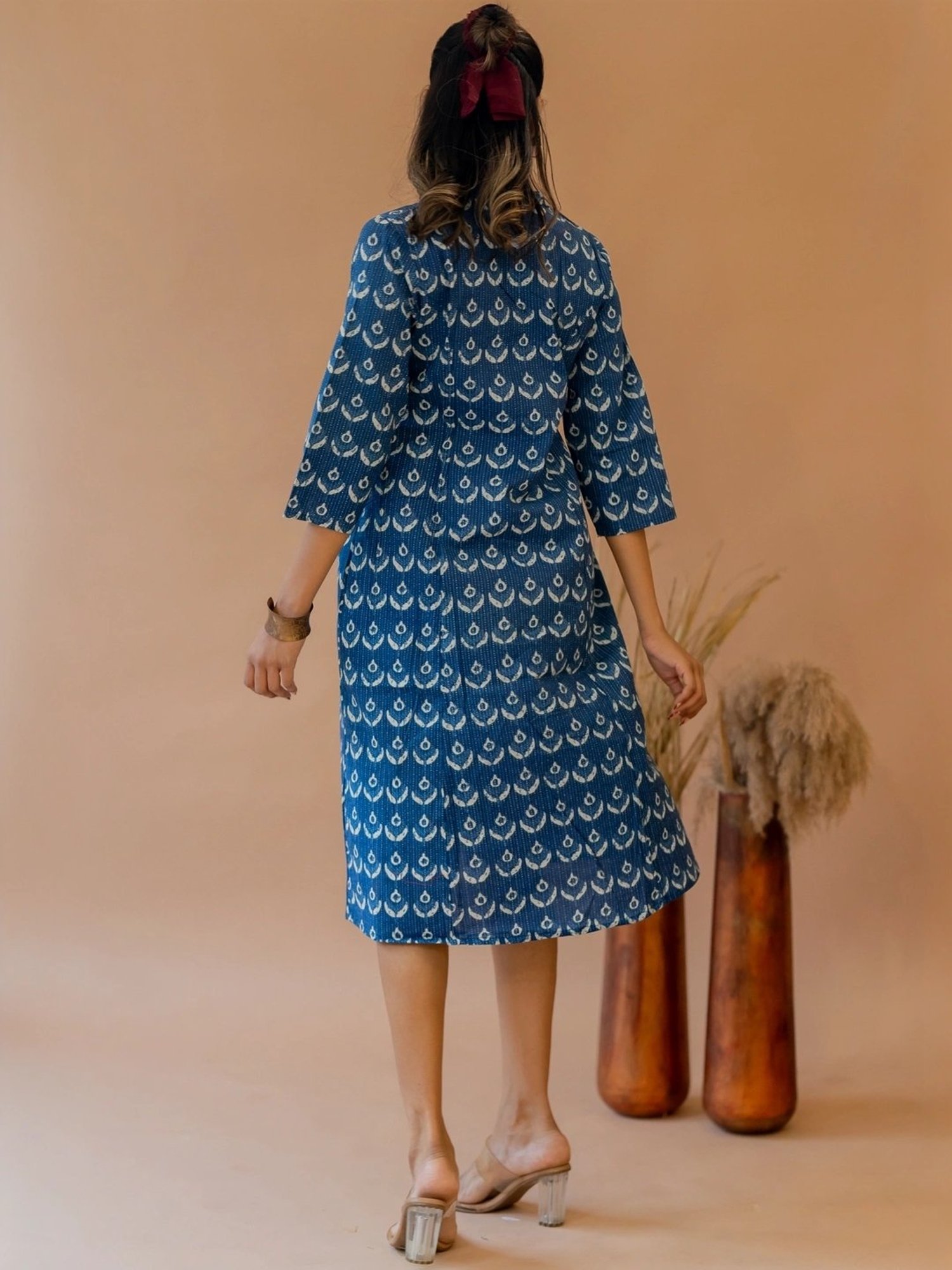 MIRCHI FASHION Blue Cotton Printed A Line Kurta