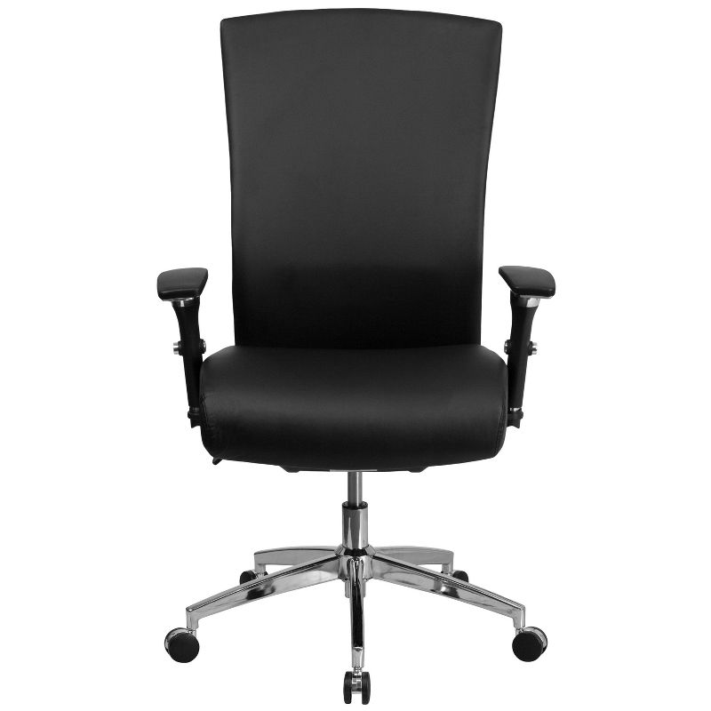 47.5" Leather Multi function Executive Swivel Ergonomic Office Chair with Seat Slider & Lumbar Black - Riverstone Furniture