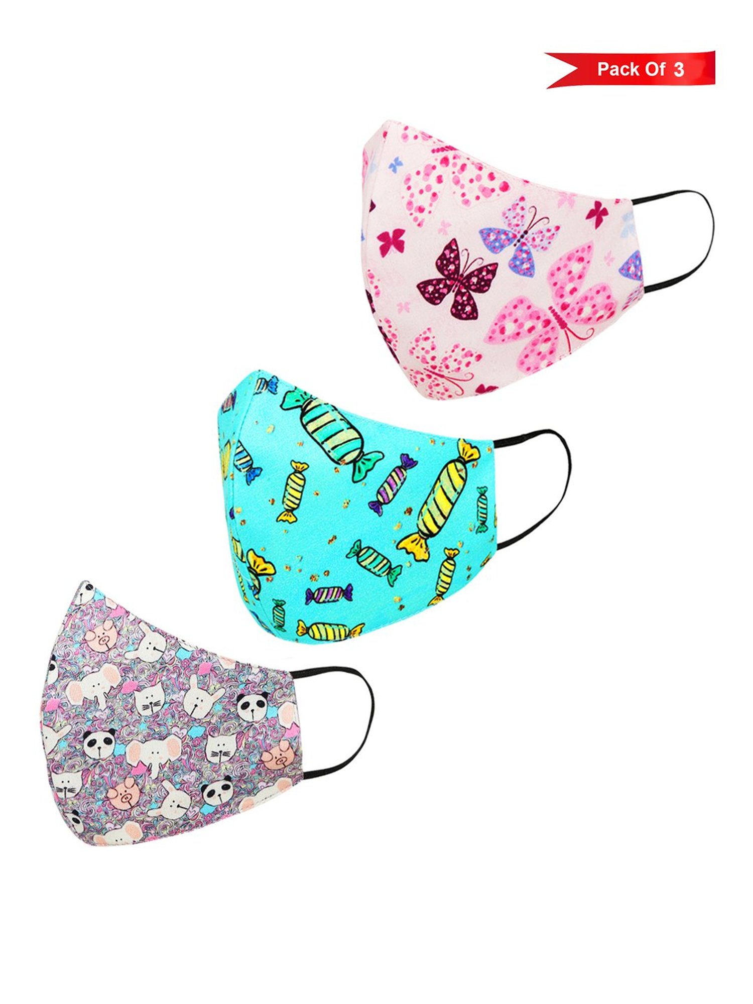 Tossido 8 - 14 Yrs. KIDS 3 Layered Reusable Face Masks - Pack of 3