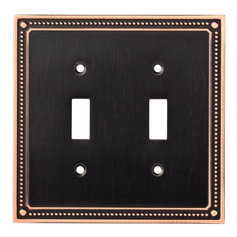 Franklin Brass Classic Beaded Double Switch Wall Plate Bronze With Copper Highlights