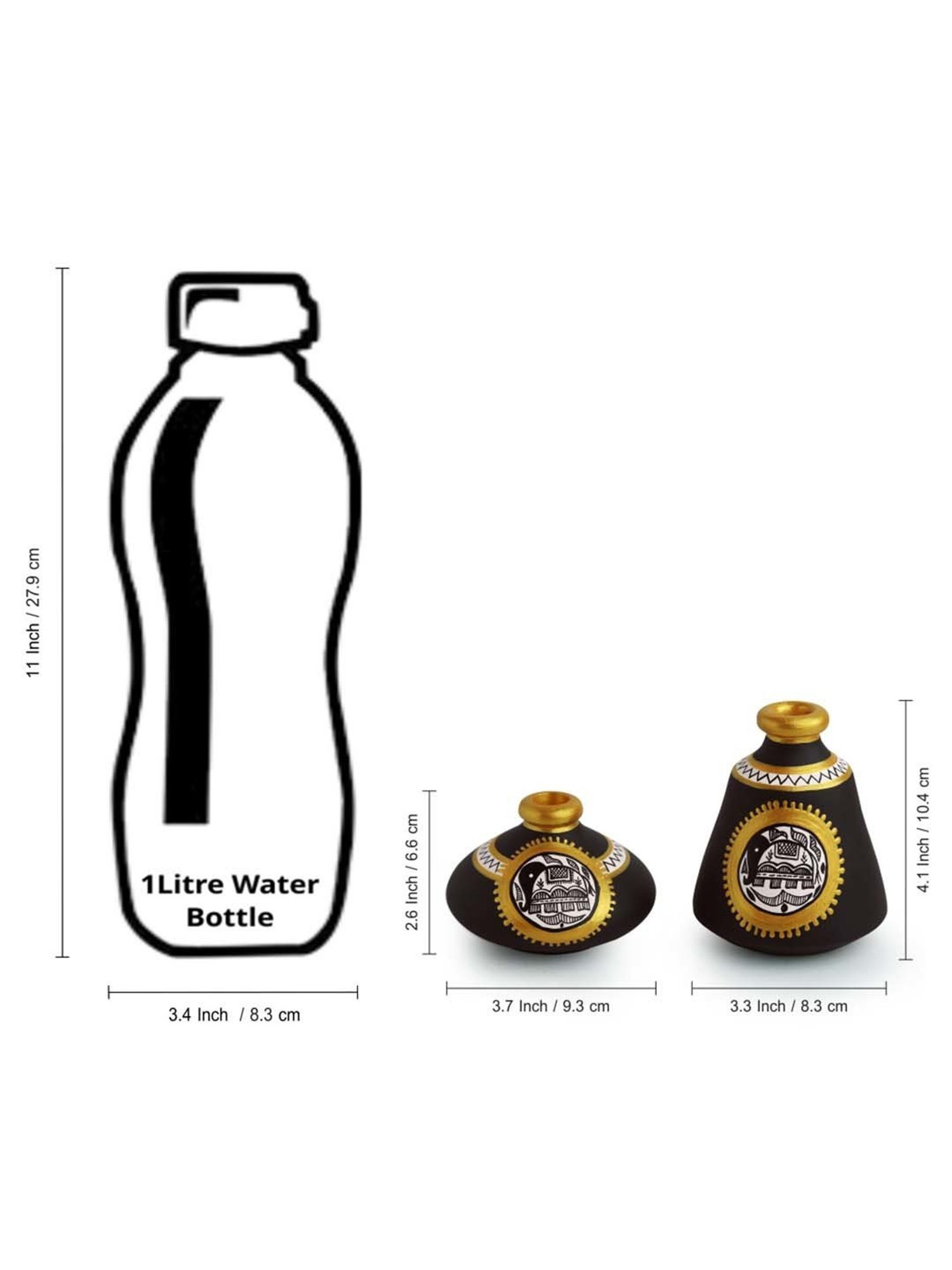 ExclusiveLane Tiny Twins Pots Showpieces With Intricate Madhubani Hand-Painting In Terracotta