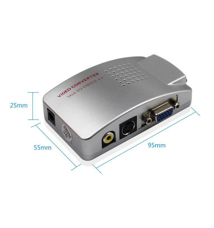 Hot sell  Laptop PC VGA to TV AV RCA Composite video adapter converter Switch Box Support S-video RGB NTSC/PAL Computer Signal