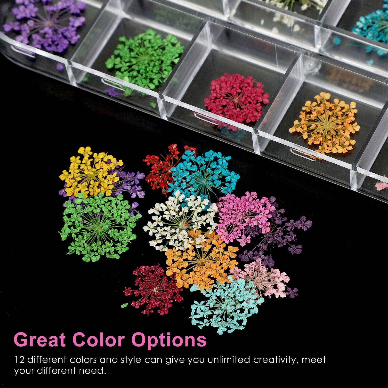 12 Colors Real Dried Flowers 3D Nail Art Decors Design DIY Tips Manicure HOT