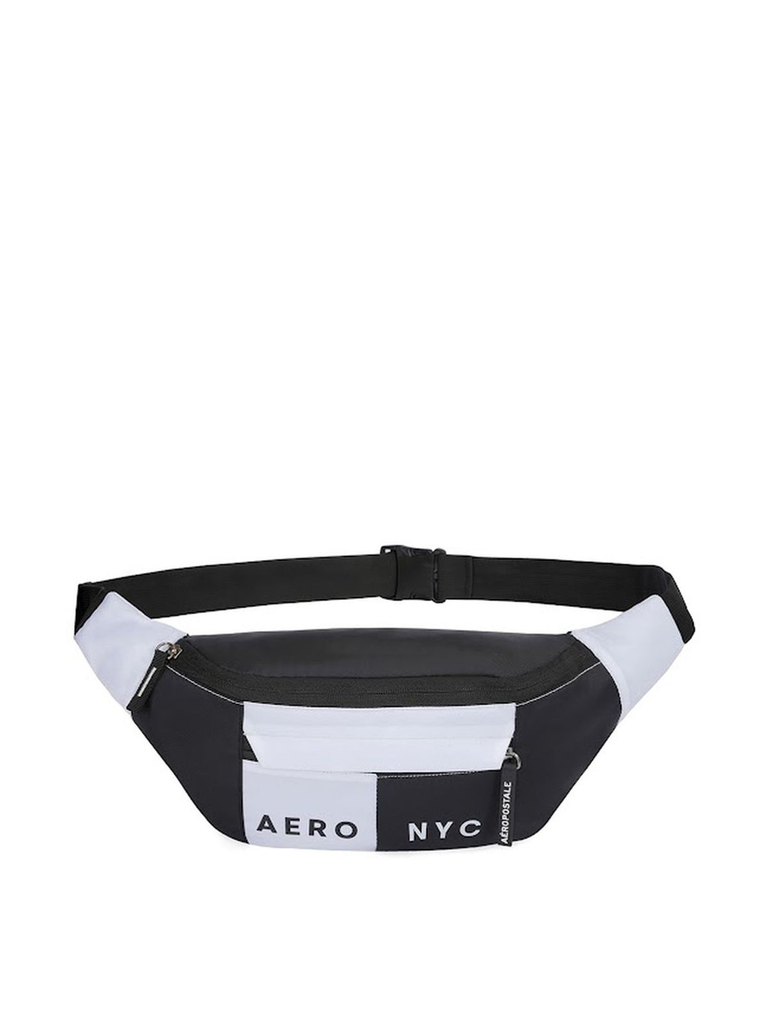 Aeropostale Carlin White & Black Polyester Color Block Waist Pouch