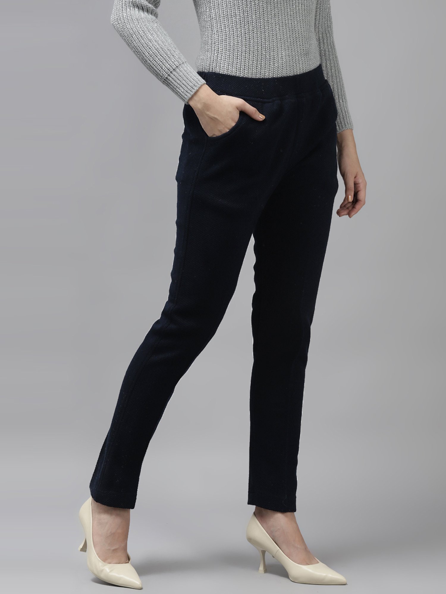 Cayman Navy Mid Rise Trousers