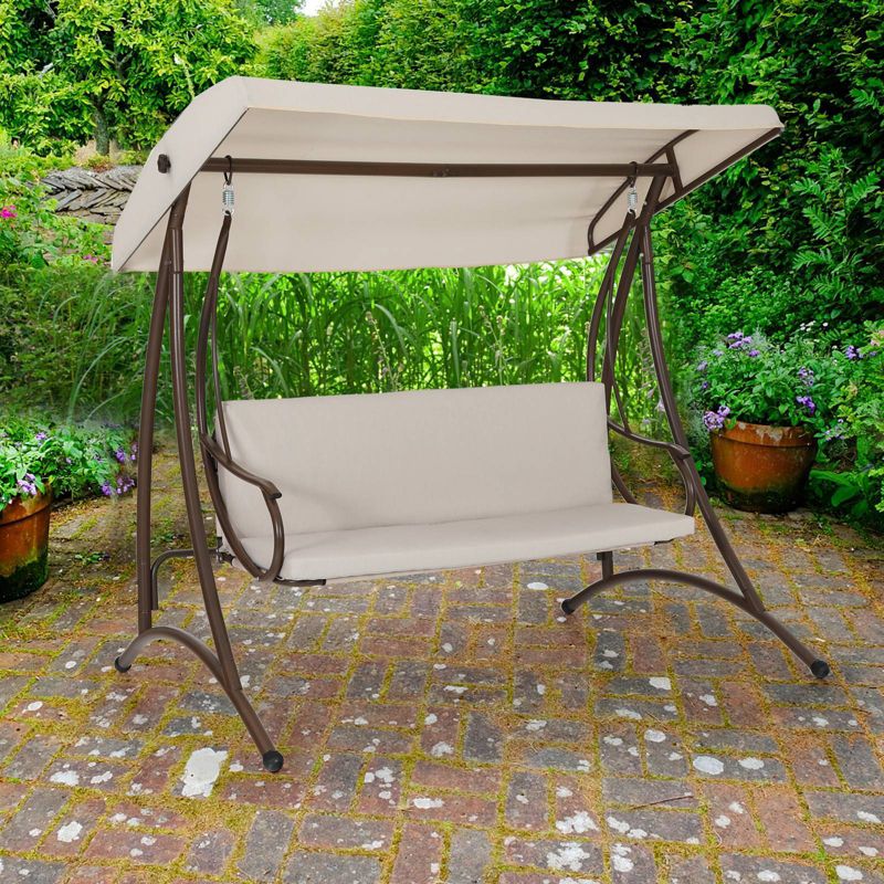 La Siesta HAL21-1 Habana Organic Cotton Lounger Comfortable Indoor Outdoor Hammock Chair with Suspension Set and Bamboo Spreader, Nougat