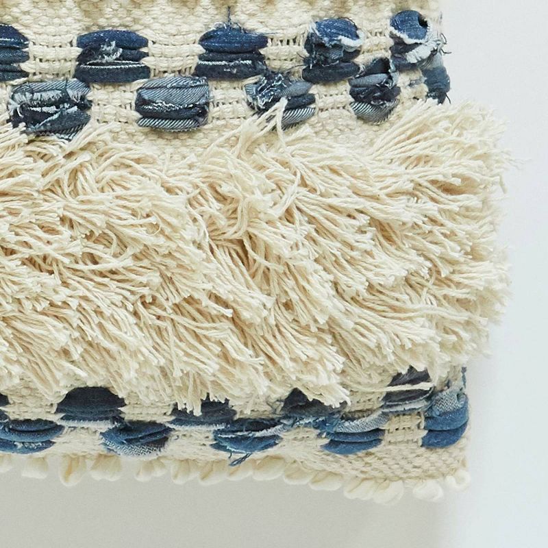 20"x20" Printed Checkered Pattern Tufted Square Throw Pillow Blue - Patina Vie