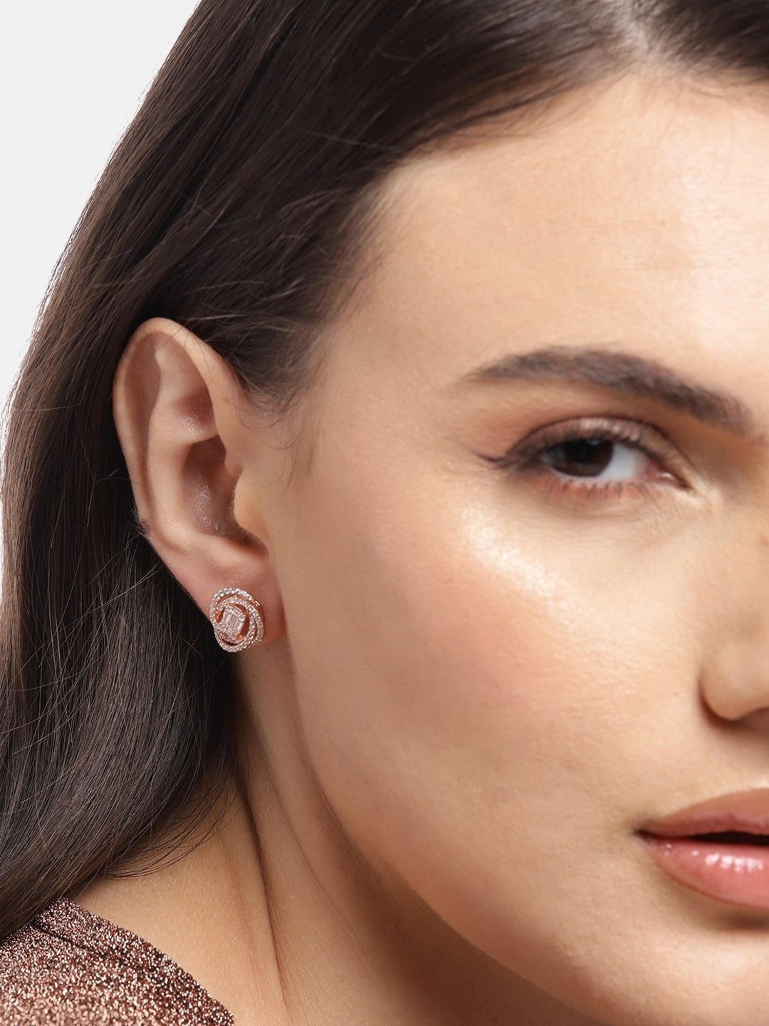 Zavya 92.5 Sterling Silver Radiance Cubic Zirconia Stud Earrings for Women