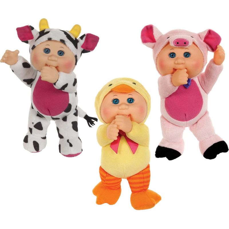 Jazwares Cabbage Patch Kids Cuties Collection - Clara Cow, Daphne Duck and Petunia Pig 9", Set of 3