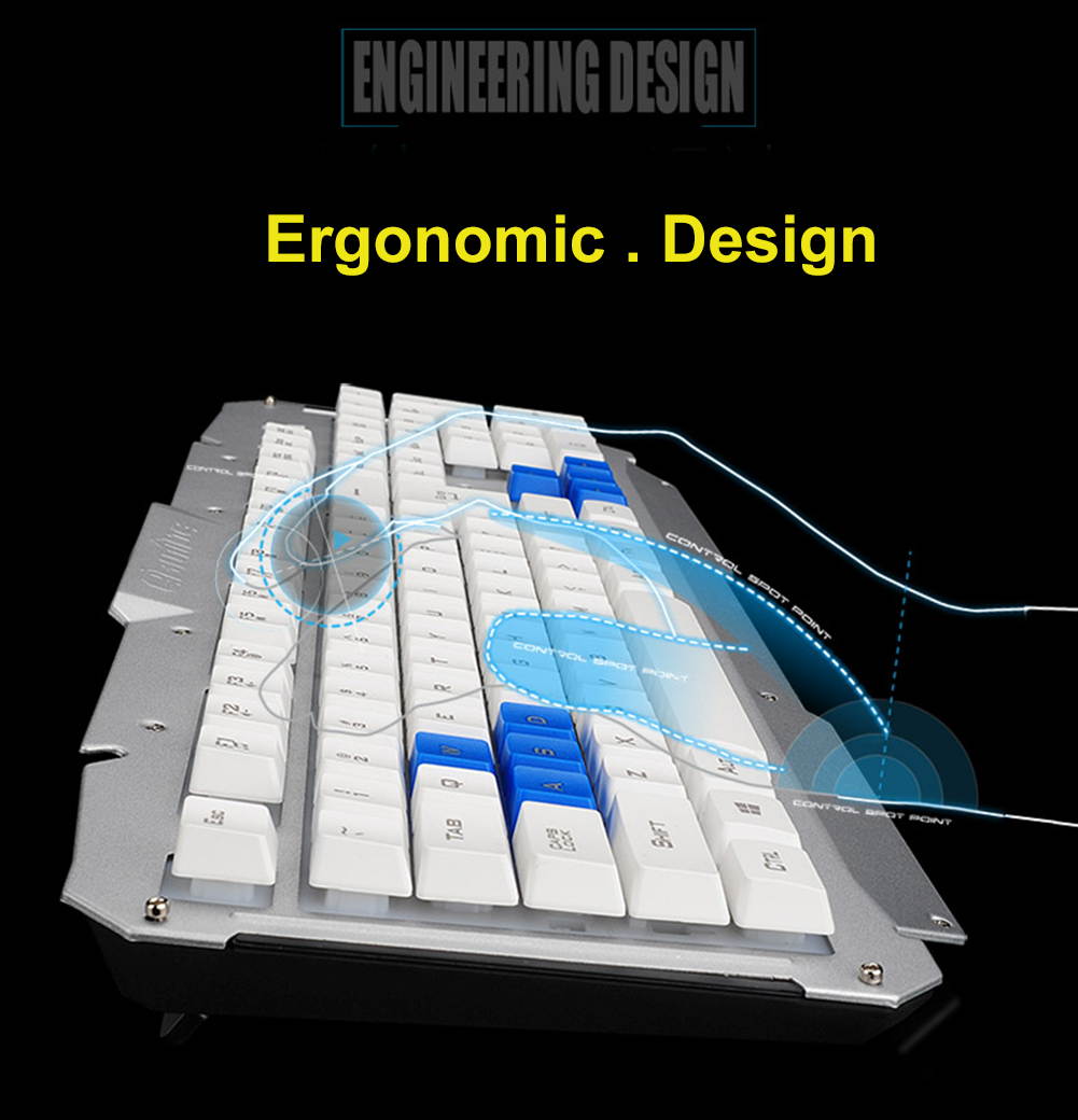 UrChoiceLtd&reg; 2017 HK1600 Gaming Keyboard & Mouse Combo Wireless Keyboards Multimedia Ergonomic Usb Smart Sleep Efficient Metal Waterproofing + 2.4GHz 6 Buttons Gaming Mouse + Mouse Pad Sets