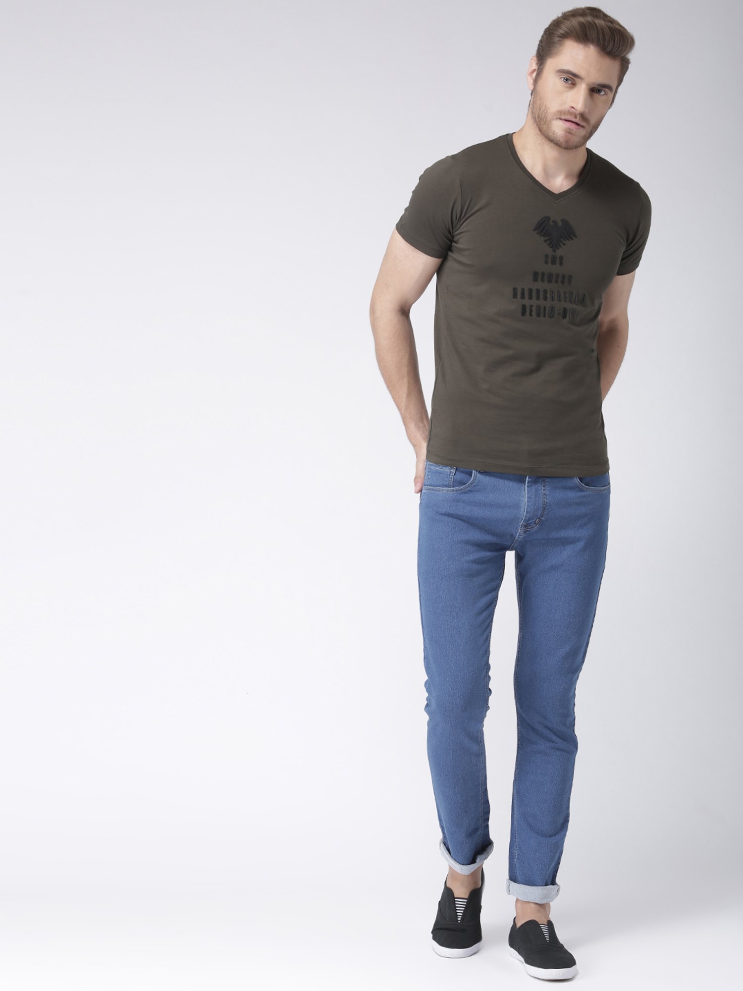 Hangup Plus Blue Slim Fit Lightly Washed Jeans