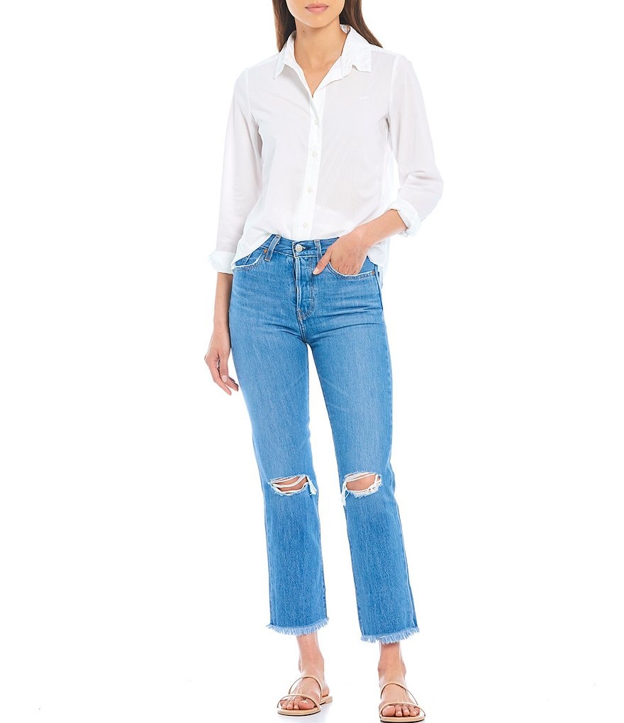 Every Straight Leg Ankle Crop Front Zipper Jeans