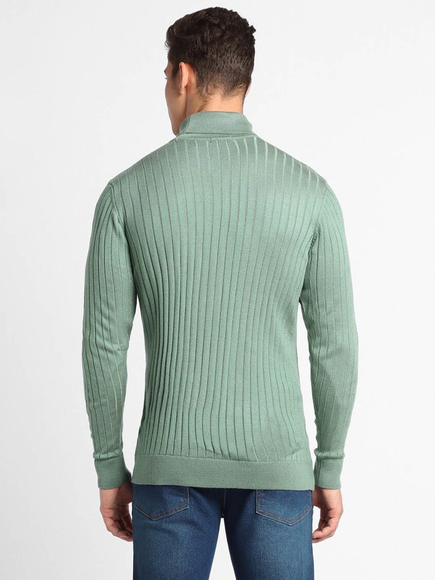 Forever 21 Green Regular Fit Self Pattern Sweater