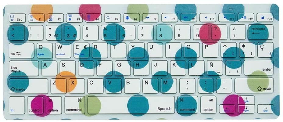 Fashion Wave Point Multi Device Spanish Wireless Bluetooth Keyboard Ultra Slim Wireless Bluetooth Keyboard Compatible for iPad, iPad Pro,iPhone,iOS,Mac OS,Android Tablets,Windows(Battery Not Included)