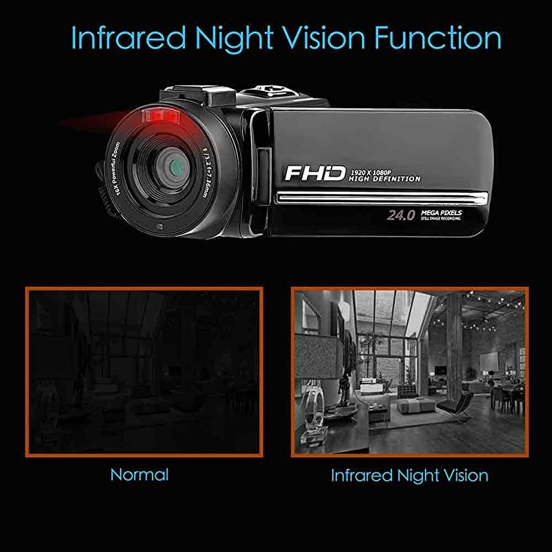 Camera Camcorder Digital YouTube Vlogging Camera FHD 1080P 30FPS 24MP 16X Digital Zoom 3 Inch Touch Screen Recorder with Remote Control and Tripod 2 Batteries