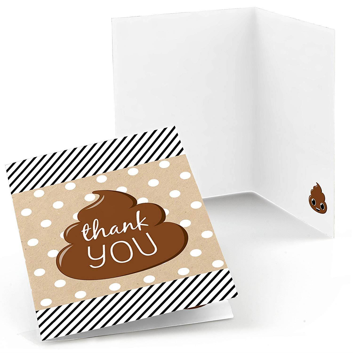 Big Dot of Happiness Party 'Til You're Pooped - Poop Emoji Party Thank You Cards (8 count)
