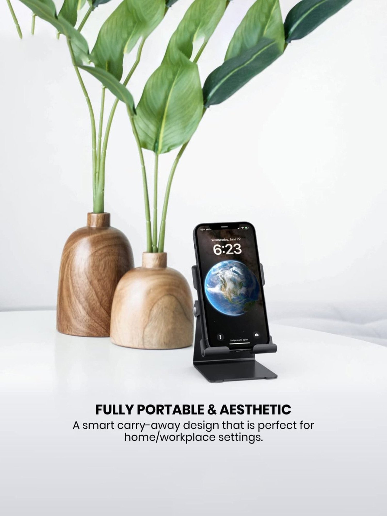 Portronics Modesk 5 Universal Mobile & Tablet Holder with 110 Degree Hinge Movement (Black)