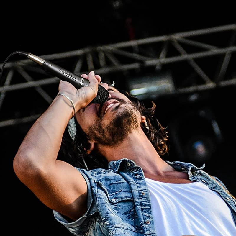 Dynamic Karaoke Microphone for Singing with 5.0m XLR Cable, Metal Handheld Mic Compatible with Karaoke Machine/Speaker/Amp/Mixer for Karaoke Singing, Speech, Wedding, Stage and Outdoor Activity