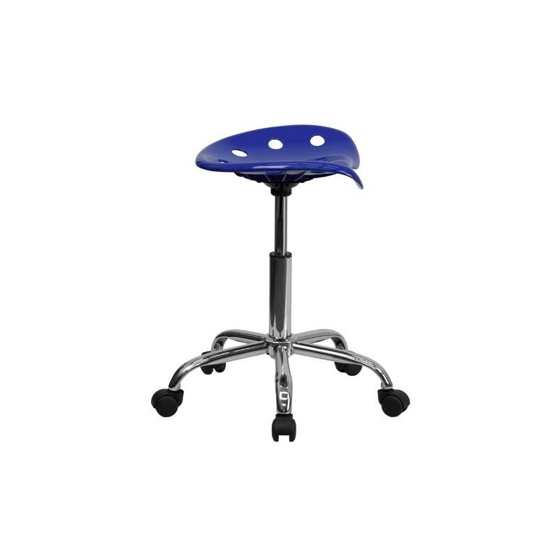 Vibrant Nautical Blue Tractor Seat and Chrome Stool