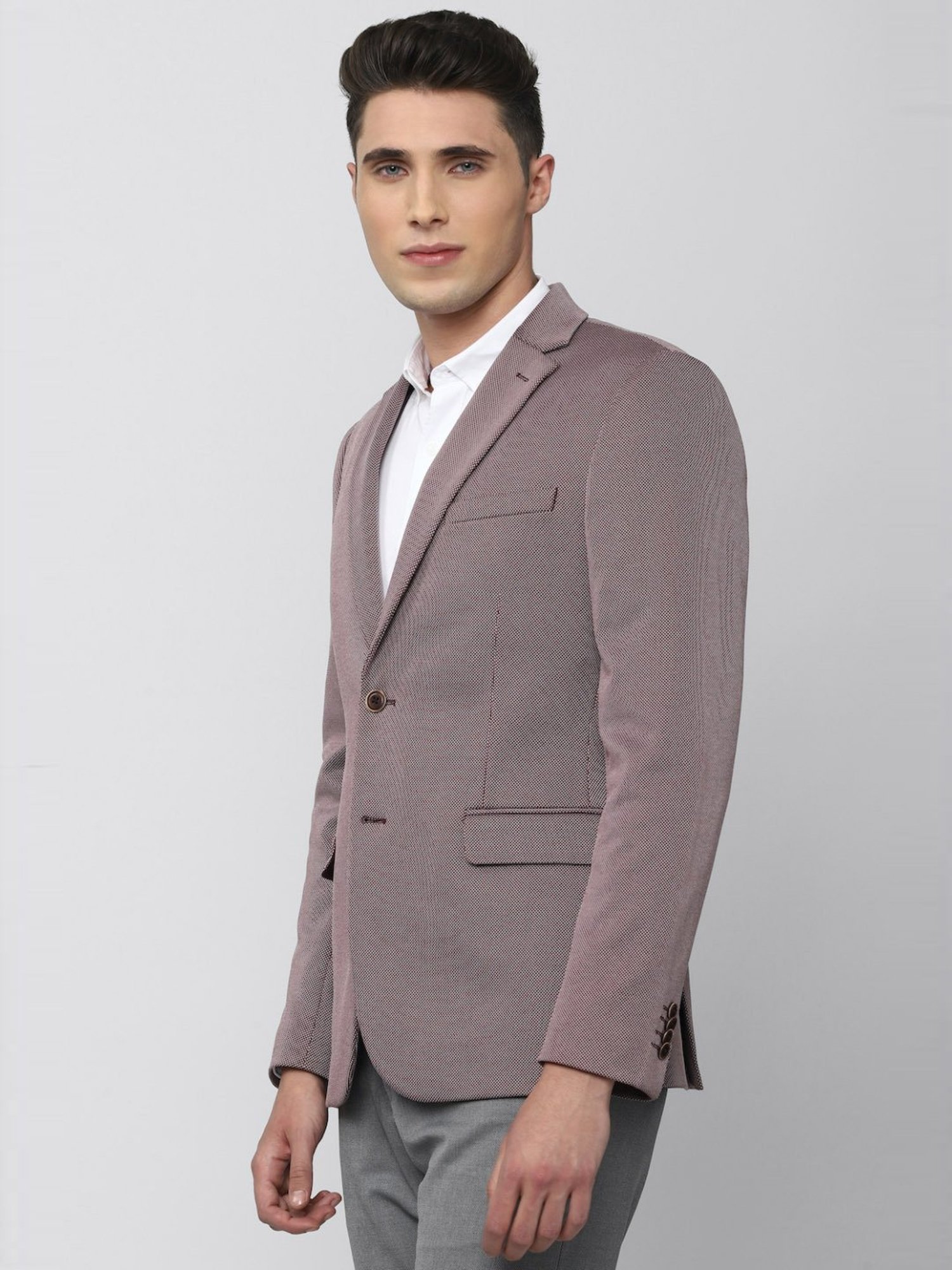 Peter England Elite Grey Regular Fit Blazer