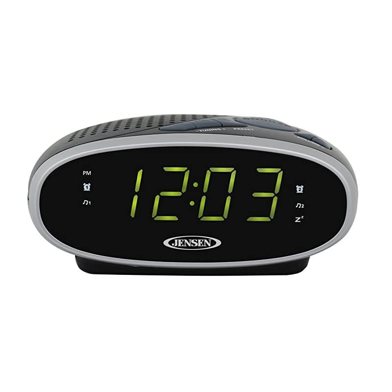 JCR175 AMFM Alarm Clock Radio with 09Inch Green LED Display Black