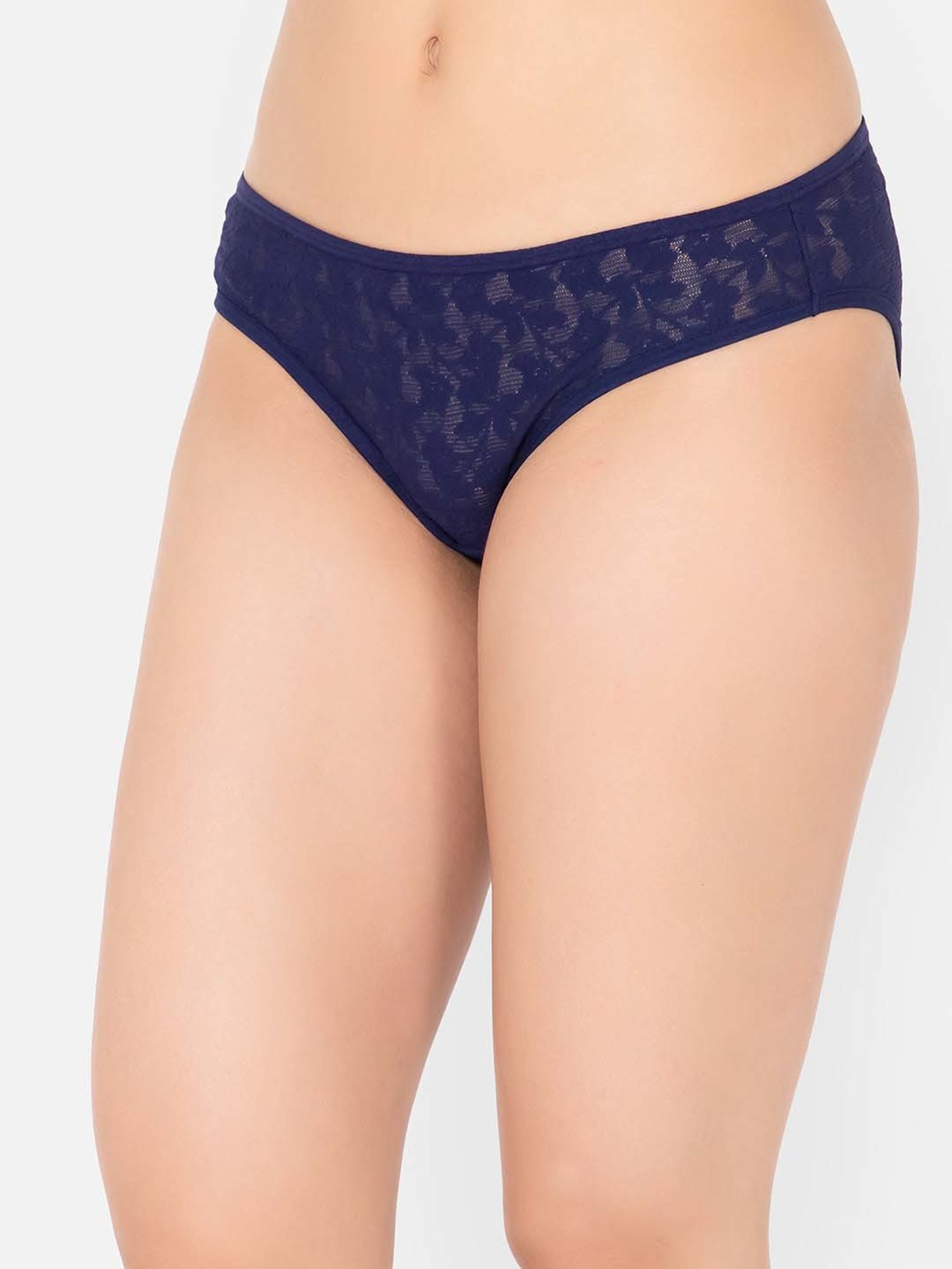 Clovia Blue Lace Work Bikini Panty
