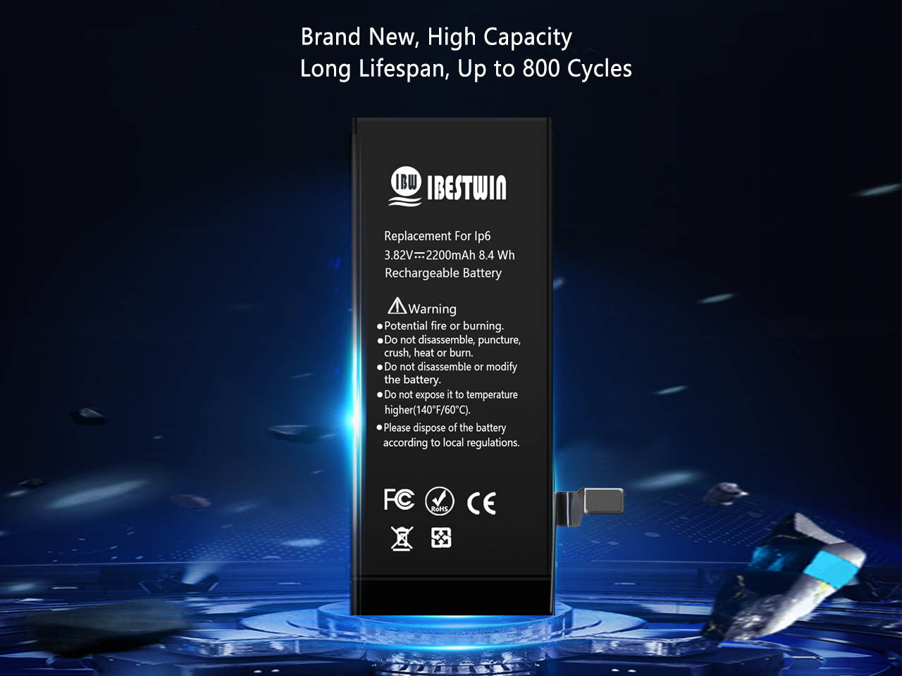 Battery for iPhone 6, IBESTWIN 2200mAh Replacement Battery for iPhone 6 High Capacity with Full Remove Tool Kit and Instruction -3 Year Warranty