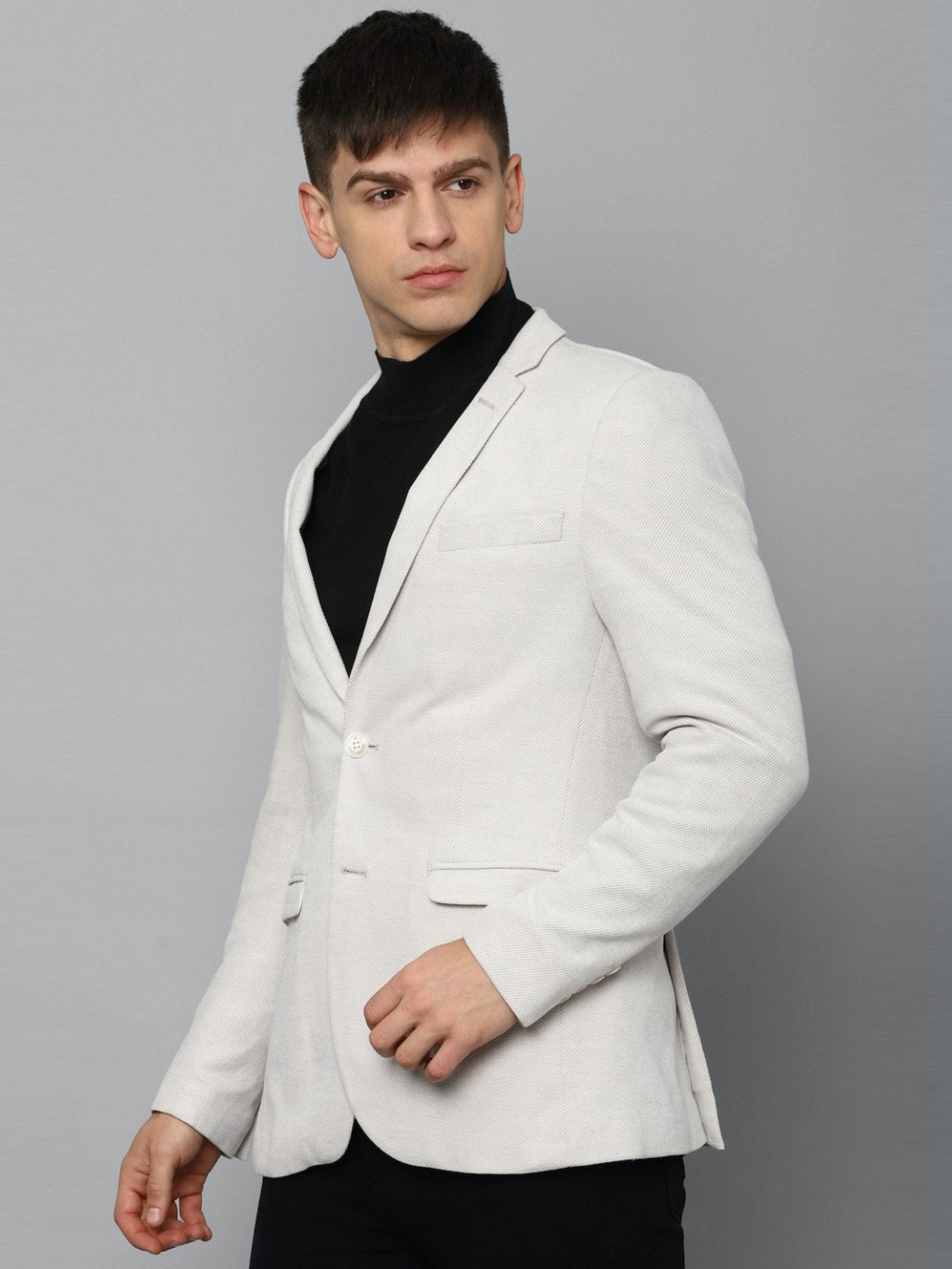 Louis Philippe Sport Beige Cotton Slim Fit Texture Blazer