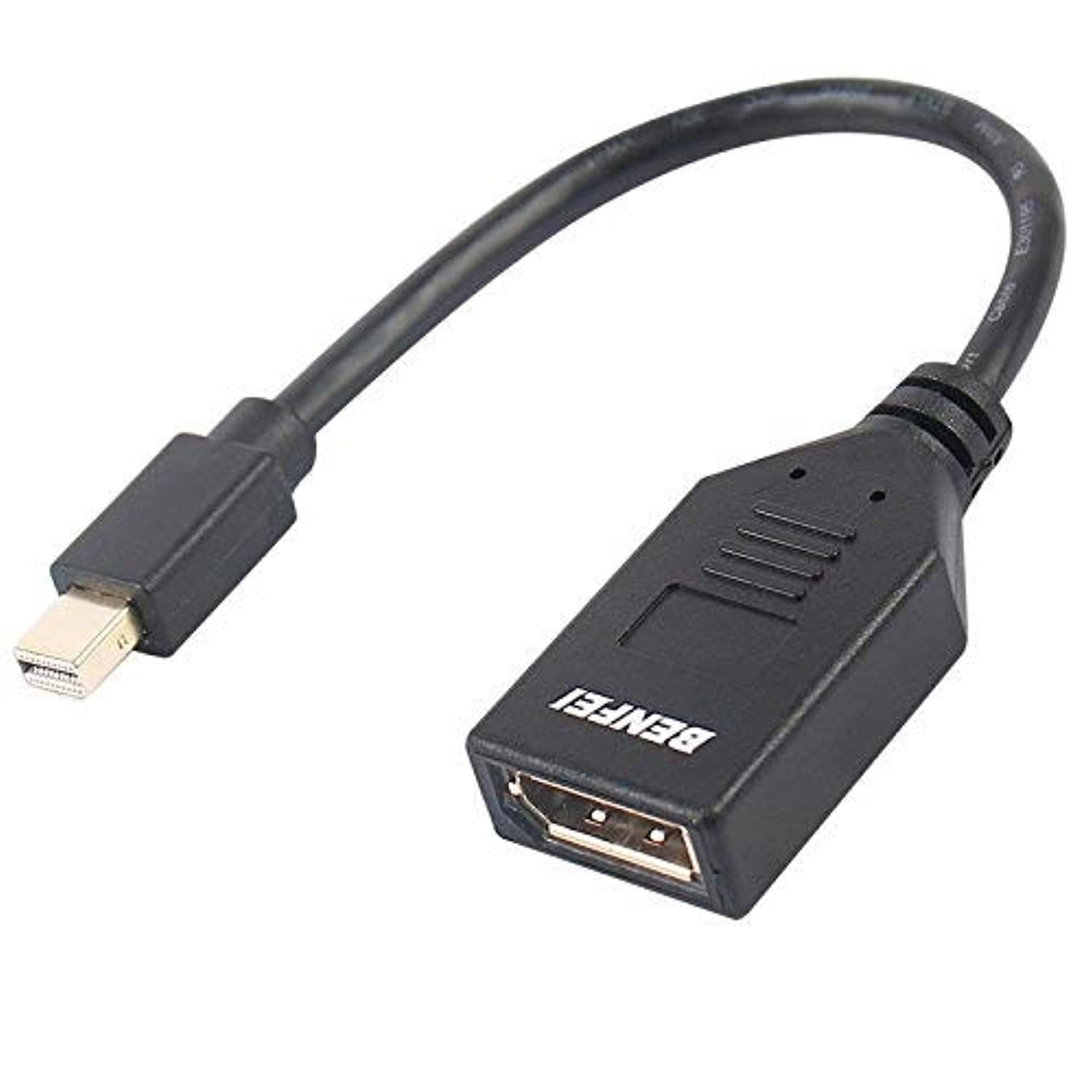 Benfei Mini DisplayPort to DisplayPort Adapter (Mini DP to DP) in Black - 4K Resolution Ready - Thunderbolt | Thunderbolt 2 Port Compatible