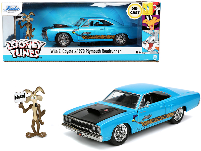 1972 Plymouth GTX Candy Blue with Red and White Stripes and Captain America Diecast Figure "The Avengers" "Hollywood Rides" Series 1/32 Diecast Model Car by Jada