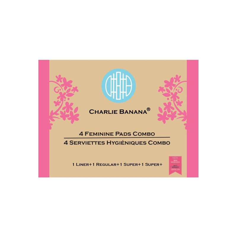 Charlie Banana Feminine Pad Super Absorbency - Peony Blossom - 3pk