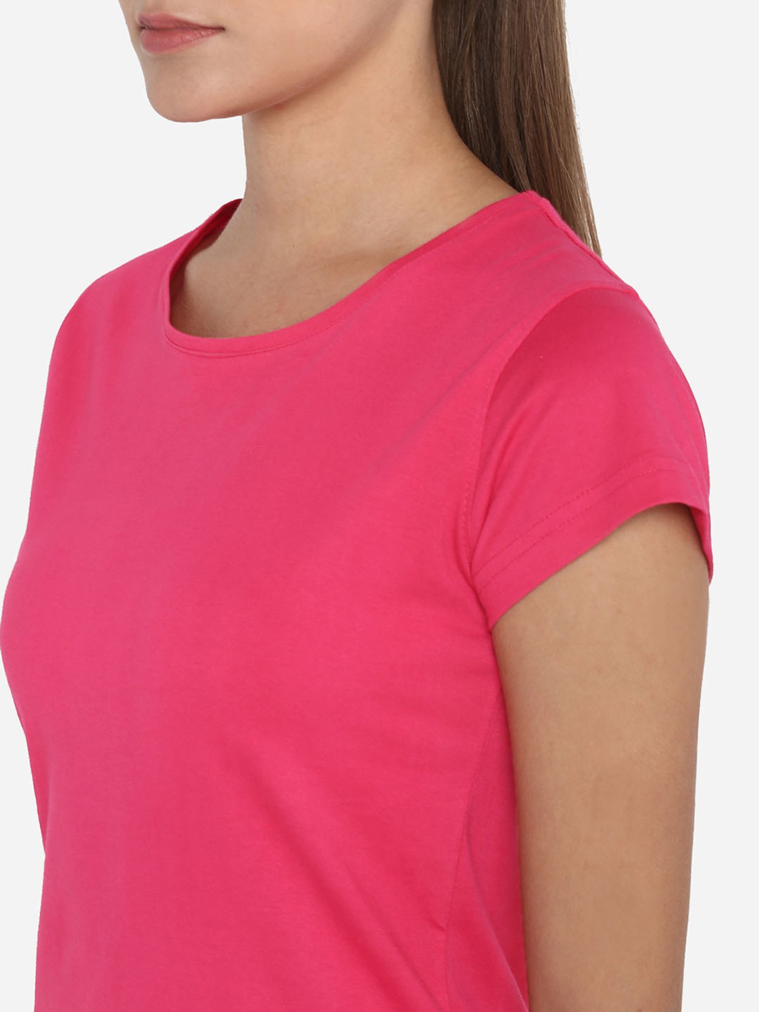 Appulse Dark Pink Cotton Slim Fit T-Shirt